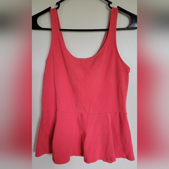 Express Womens Coral Pink Open Back Zipper Peplum Tank Top Size Medium - Picture 1 of 4